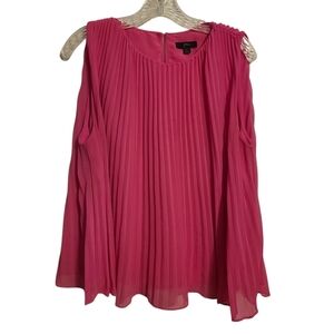 J.Crew | Women's Pink Pleated Sleeveless Georgette Blouse (Size Large)